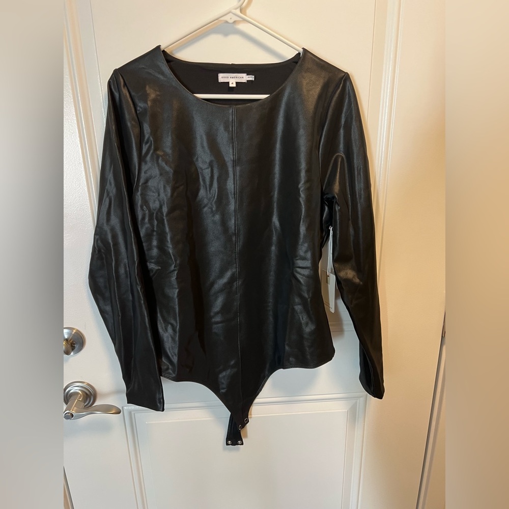 NWT Good American Faux Leather Body Suit